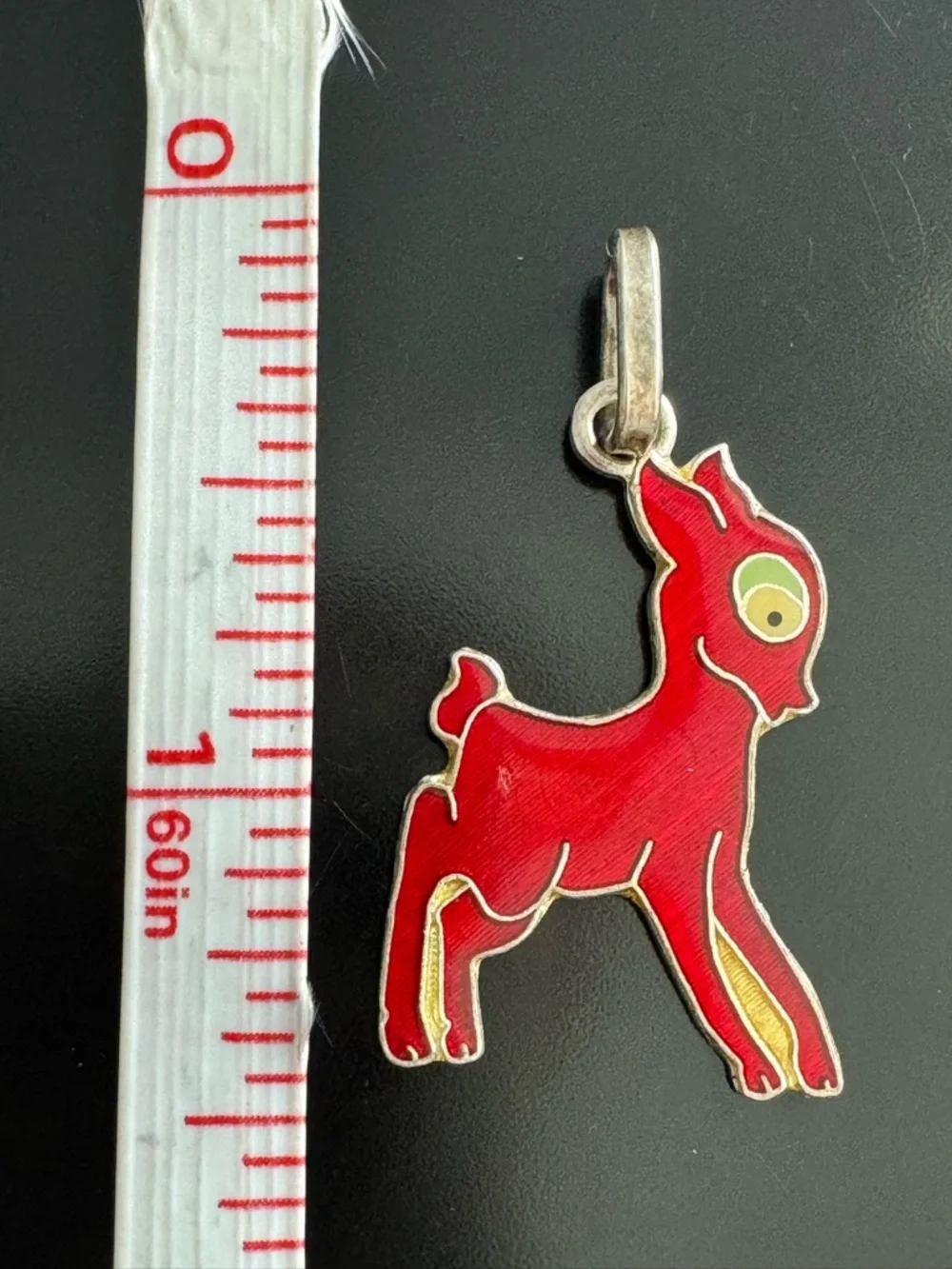 Vintage Disney Bambi Pendant - 800 Silver - Enamel Italy Walt Disney Productions